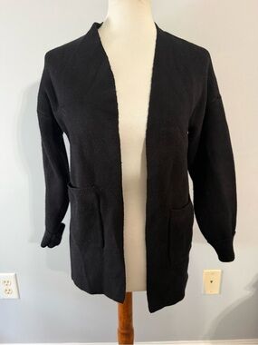 Classic Open-Front Black Cardigan